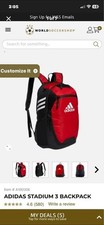 adidas Red Black Soccer Ball Backpack with Pocket, Cleat Compartment