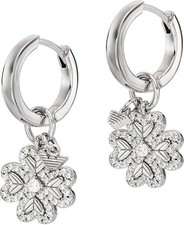 Emporio Armani Silver Cubic Zirconia Flower Drop Earrings BNWT