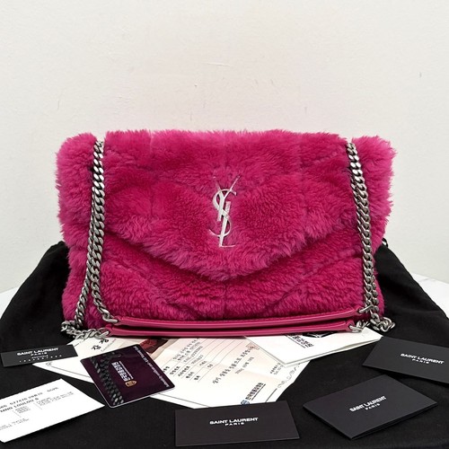 Saint Laurent Shearling Loulou Puffer Chain Shoulder Bag Small 161165212 [U]