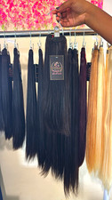 Extensiones Graciah 16in Black Straight Remy Human Hair Clip-In Extension 100g