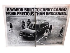Vintage 1977 Volvo Wagon Two Page Automobile Print Ad Family Car