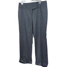 Gray Dress Pants Career Work Office Business Casual Trousers Cuffed Leg