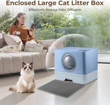 XXXL Stainless Steel Litter Box with Lid, Front Entry Top Exit, Extra Large