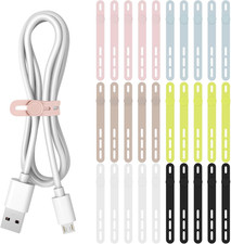 30Pcs Silicone Cable Ties Data Cable Organizer Reusable  Washable Cable Strap