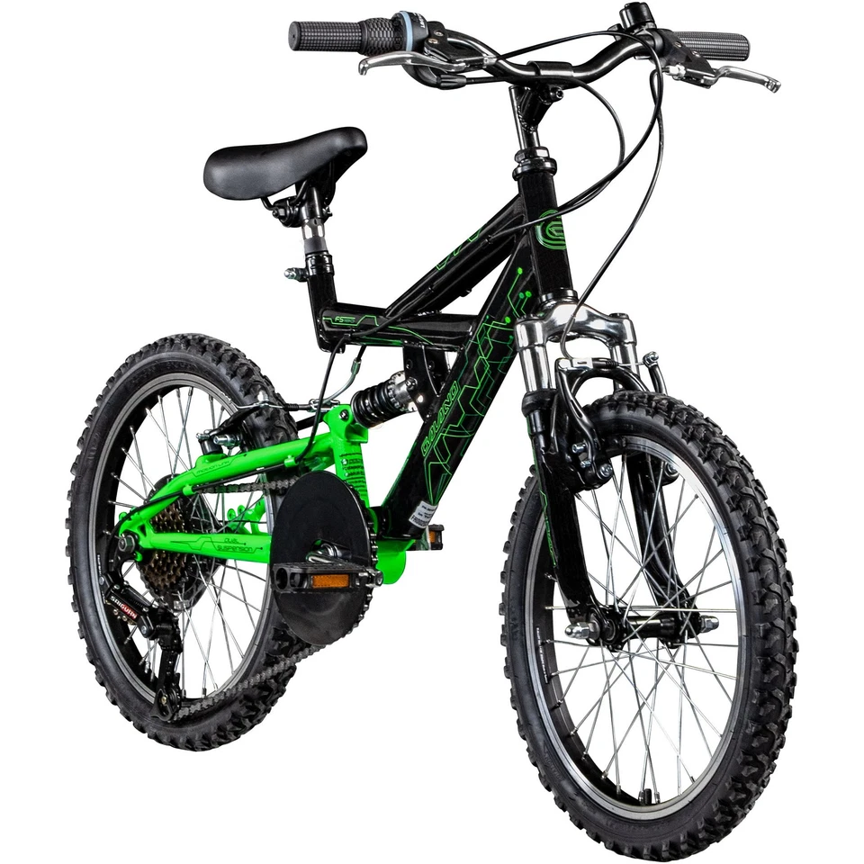 Galano FS180 18" Fahrrad 6 Gang Kinderfahrrad Mountainbike MTB schwarz/grün 28cm