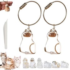 Cat Hair Storage Keychain Memorial Gift for Pet Lovers, Transparent Cat F