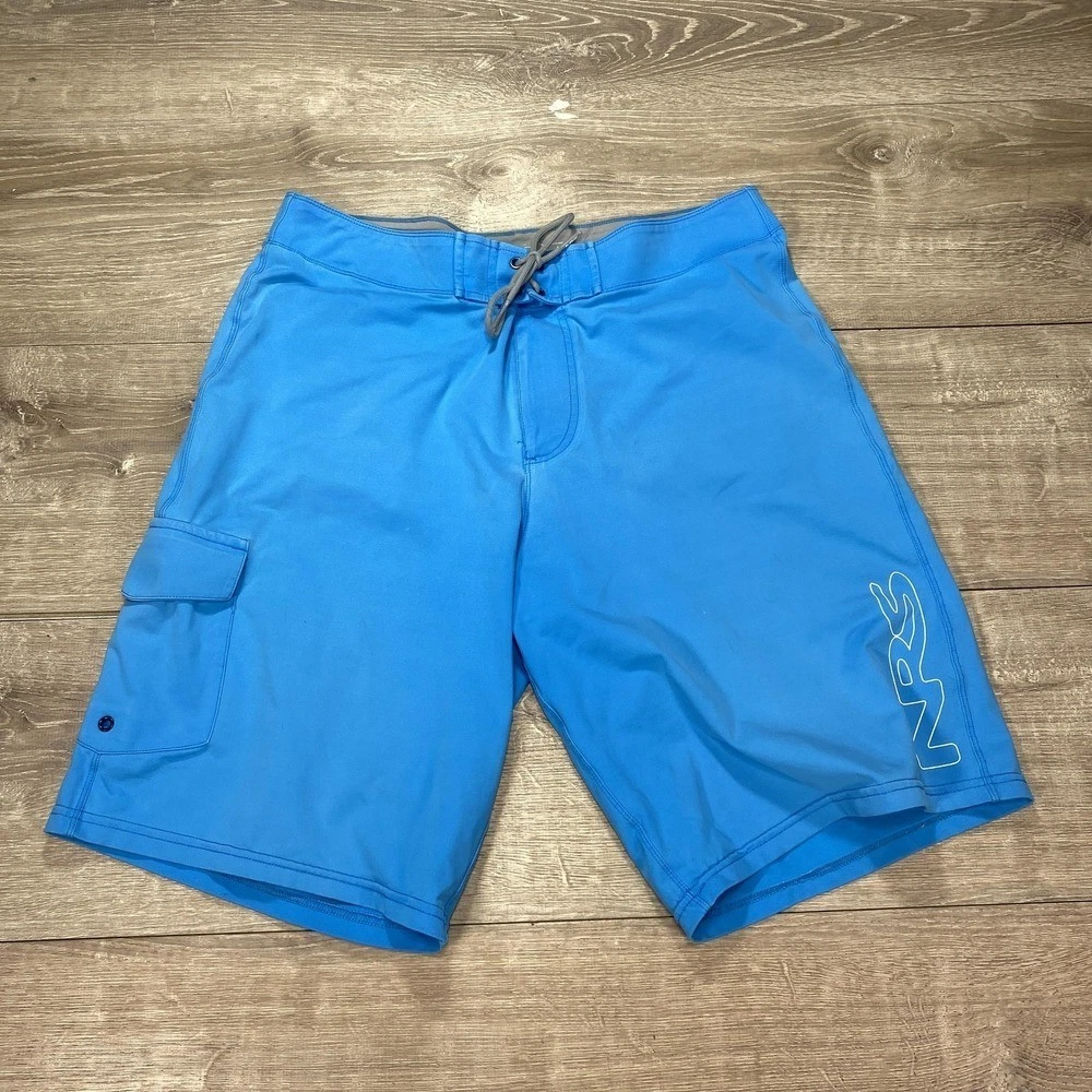 NRS Shorts Mens 33 Blue Boardshorts Stretch Quick Dry Swim Cargo Pocket Surf