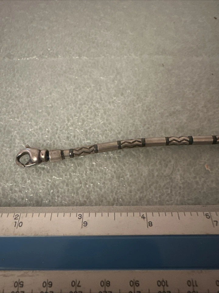 Tiffany & Co. Sterling Silver Hematite Aztec Etched Zigzag Bracelet - Image 2 of 4