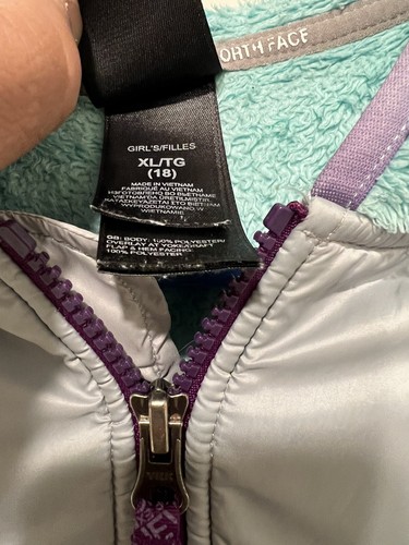 The North Face girls torquoise and gray fleece jacket - Picture 3 of 3