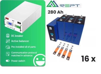 lifepo4 Zellen 3,2V 280Ah 16 Stück + DIY Box Solar Home System BMS, Balancer 15KW