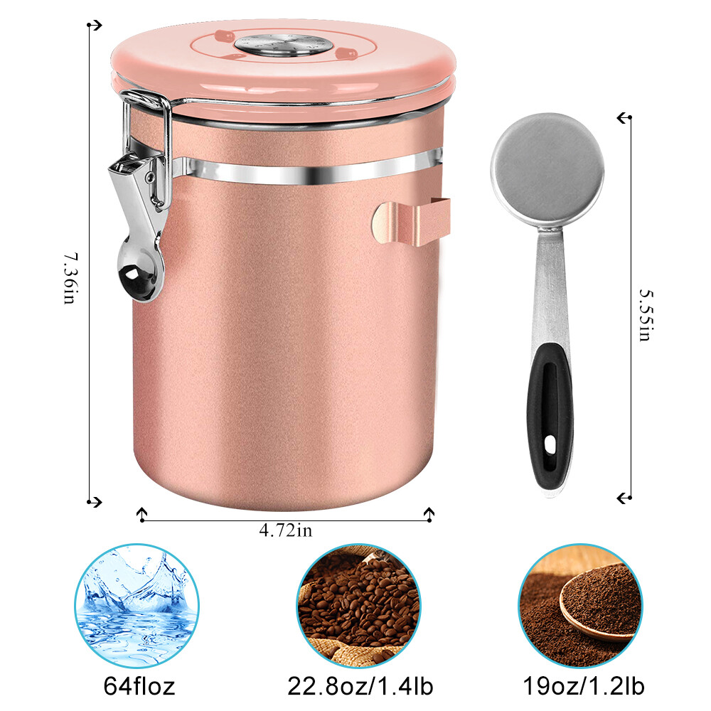 Coffee Canister Airtight Coffee Container For Ground Coffee w/Scoop Date Tracker