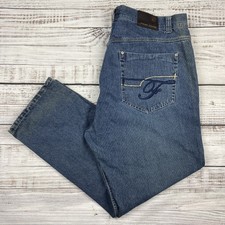 Phat Farm Wide Leg Denim Jeans JNCO Style Skate Baggy Embroidered Stitched 48x32