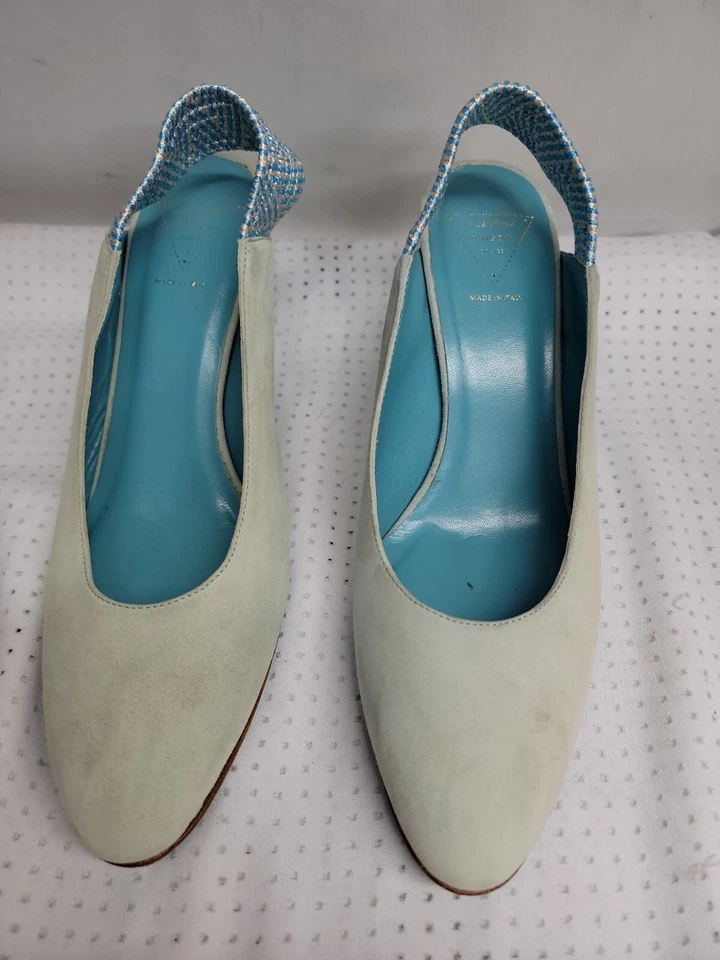 Valentina Rangoni Firenze RETRO Blue Suede Pumps Women's Size 8M Shoes - Image 2 of 4