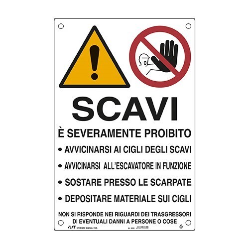 CARTELLO SEGNALETICO "ATTENZIONE SCAVI" 60X40 IN PVC POLIONDA FT SPA