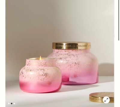 Anthropologie Capri Blue Volcano Pink Luster Glass Jar Candle 19
