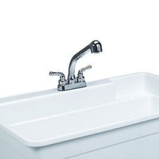 Kit de grifo para bañera de lavandería Mustee extraíble con trampa en P, líneas de suministro, tapón de drenaje