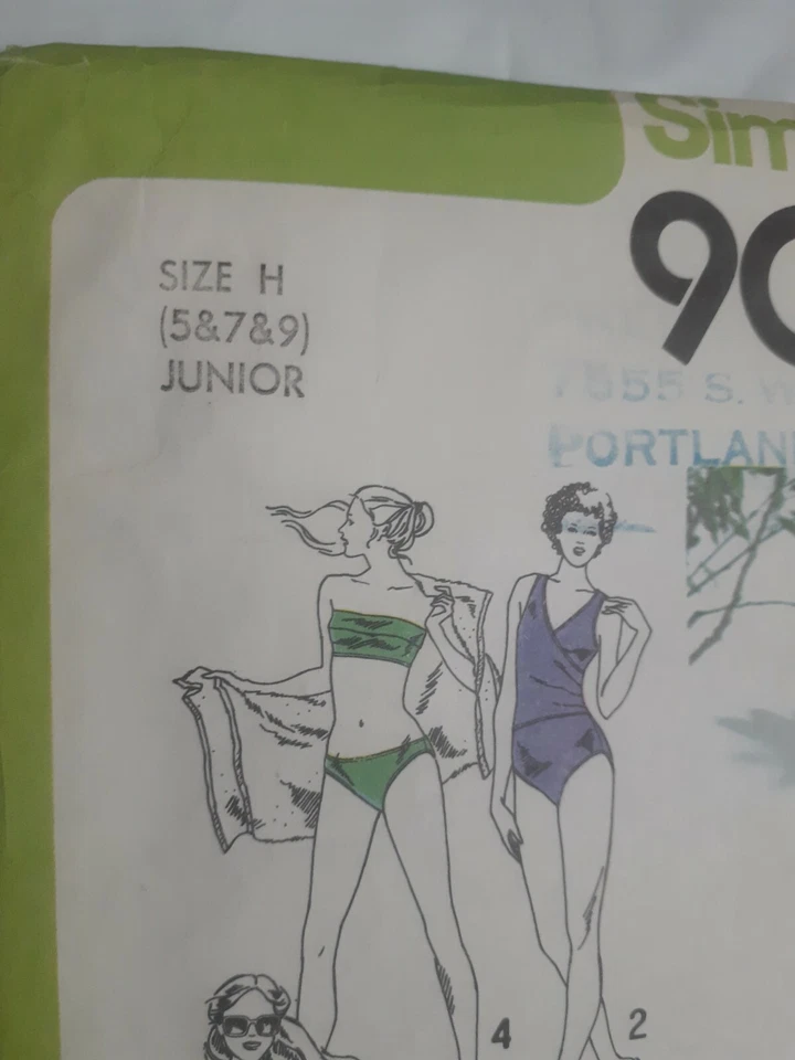 Swimsuit Bikini Wrap Skirt Simplicity Sewing Pattern 9005 Size 5 7 9 UC FF VTG - Image 3 of 4