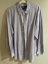 Ralph Lauren Yarmouth 100 Two Ply Cotton Mens Button Down 16 1/2 34/35 Blue