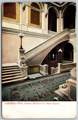 Columbus OH State Capitol Interior Staircase Scene Unposted ANTIQUE Postcard