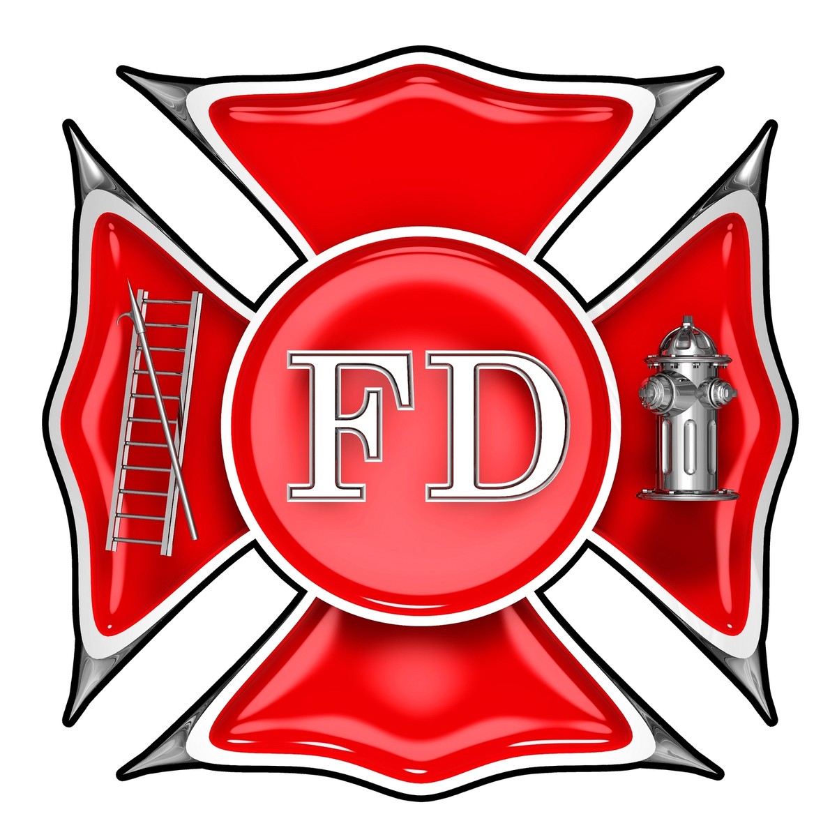 Fireman's Cross Flat Sign – 14-Gauge Steel, 4x4 Inches, With Magnet – Patriotic Fire Department Decor