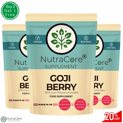 NUTRA CORE Goji Berry Extract 5000mg Vegan Capsules (30% Goji Polysaccharides) Antioxidant