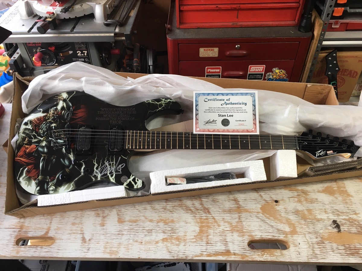 Peavy Thor Predator Guitar Marvel Series Signed By Stan Lee W