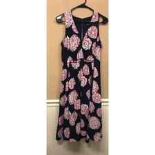 Ann Taylor Factory Double V Neck Womens Size 4 Dress Blue