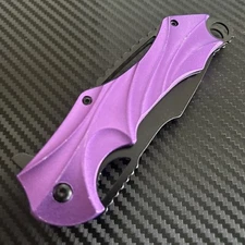 8.5” Purple Tactical Spring Assisted Open Blade Folding Povket Knife Hunting