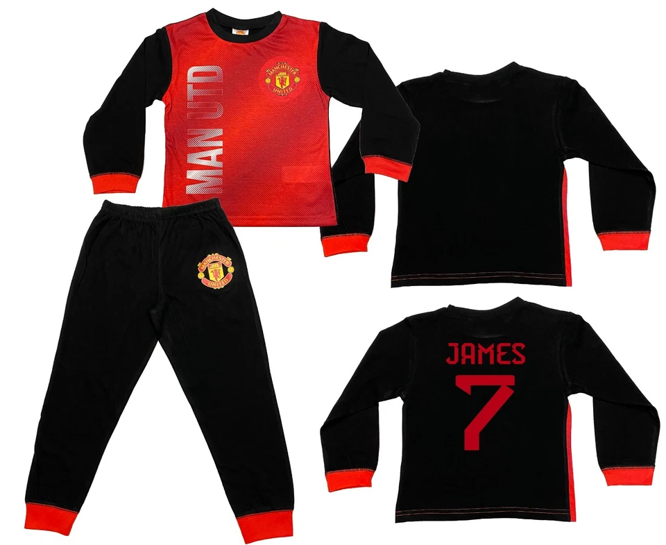 Manchester United Pyjamas Football PJs Age 4-12 Yrs - Personalisation Available