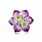 Women's Purple AB Glass Flower Acrylic Crystal Fashion Brooch Pin