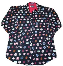 Chaps Ralph Lauren CRL VTG Men large Logos all over Spell Out button up Shirt