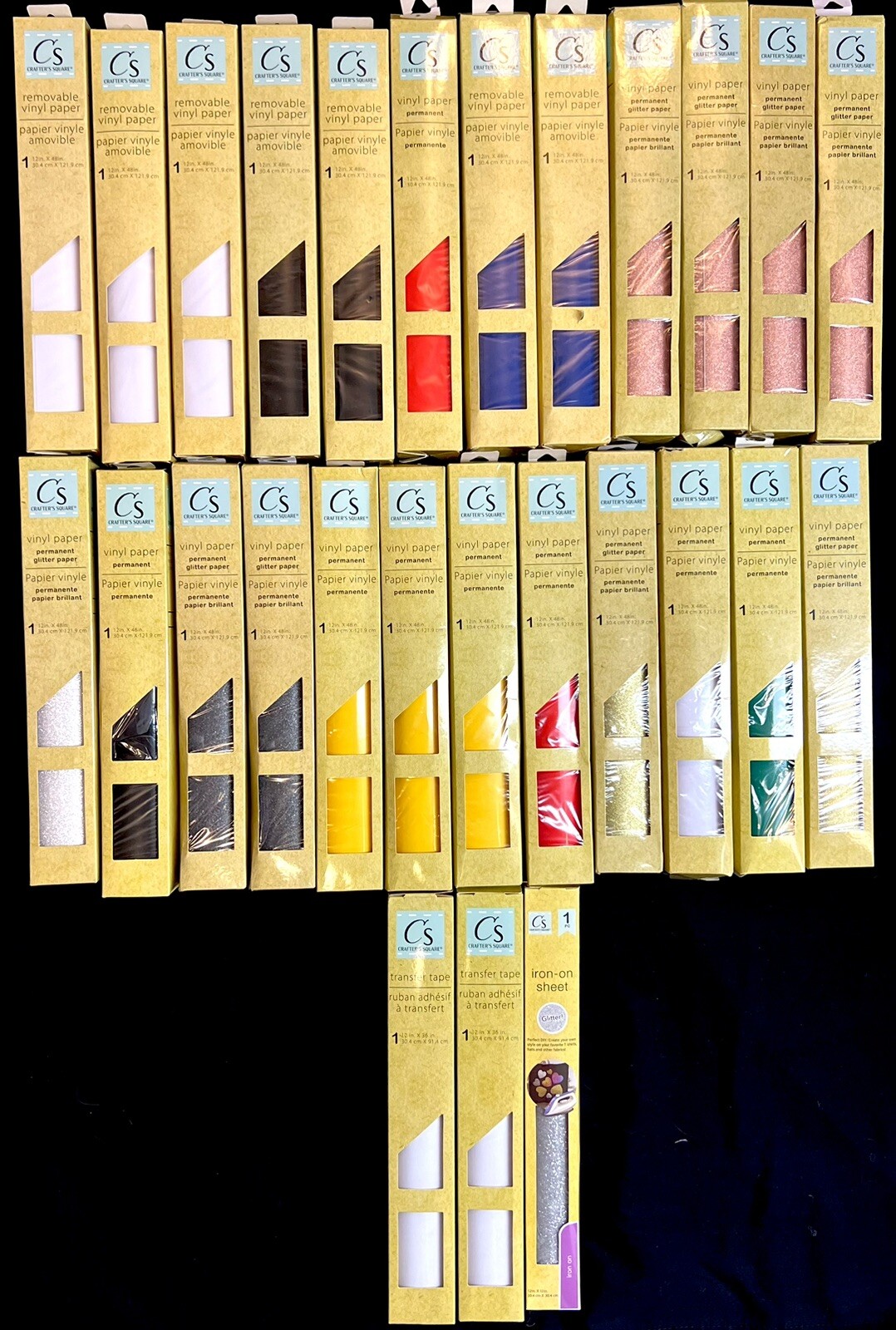 Huge Lot 28 Crafter's Square Vinyl Paper / Transfer Tape Various Kinds