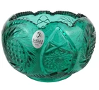 Fenton Glass Rose Bowl Candle Holder Spruce Green Teal Emboss Whirling Hobstar