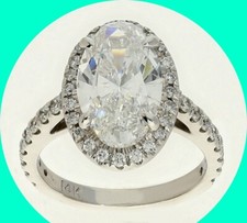 2.72CT Natural Diamond Engagement Ring F Color Oval Brilliant 14K WG 3.32TCW Sz4