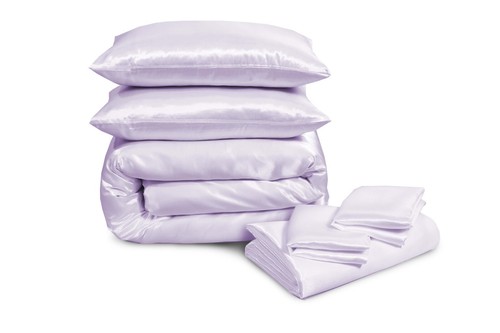 6 Pcs Satin Complete Bedding Set Silky Duvet Cover, Fitted sheet & Pillow Cases - Picture 115 of 205