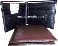 Lot of 2 Man  s Wallet Natural Grain 6 Card Slots 2 bill pocket Black Brown new
