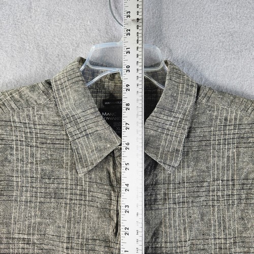 Marc Edwards Shirt Mens Extra Large Plaid Washable Linen Blend Camp resort Vacay - Picture 4 of 7