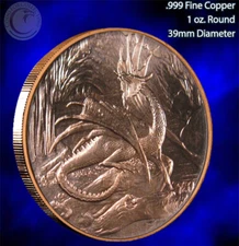 "Nidhogger" Part of Nordic Creatures 1 oz .999 Copper Round Beautiful Design