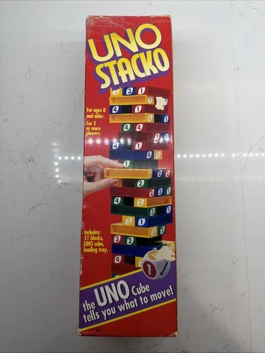 VINTAGE Uno Stack COMPLETE Mattel 1994 Family Game 90's Colors Fun Jenna Style