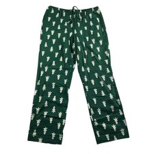 Hanna Andersson Mens Medium Green Christmas Tree Cotton Pajama Pants Drawstring