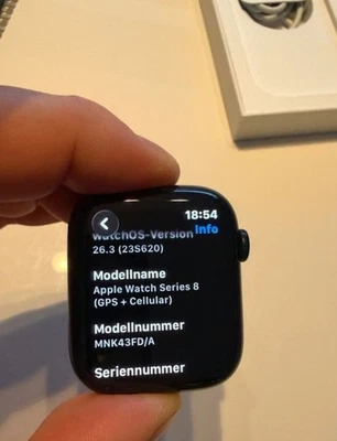 Apple Watch Series 8 45mm GPS Cellular schwarz + Rechnung + Rechnung - Bild 1 von 4