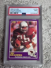 PSA 9 1989 SCORE SUPPLEMENTAL FOOTBALL CARD VAI SIKAHEMA ARIZONA CARDINALS