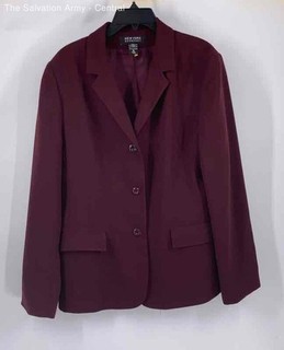 New York & Company Womens Burgundy Long Sleeve 2 Piece Pant Suit Set Size 16