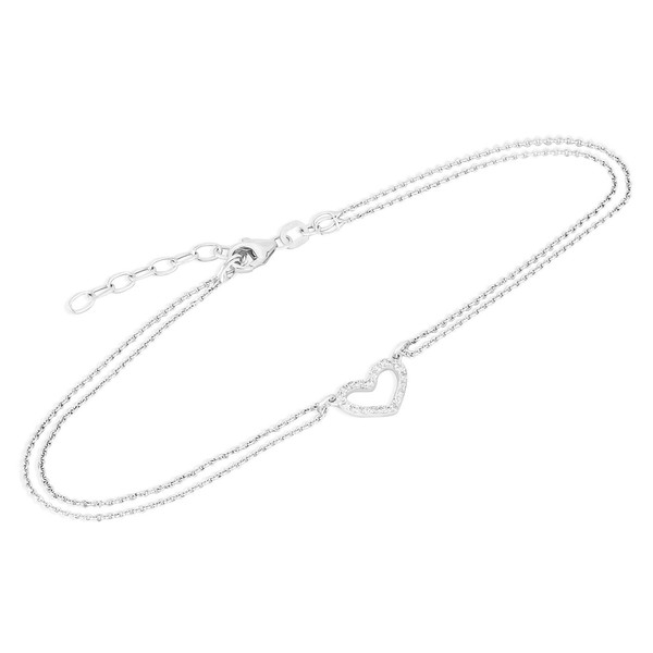 23Cm Anker Fusskette Rund Mit Herz 925 Silber Damen Ankerkette FußKettchen Fein-image