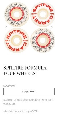 52.5mm 101A - Carpet Company x Spitfire Formula Four Skateboard