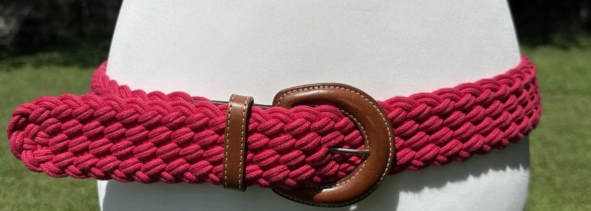 Vintage Braided Knotted Macrame Belt Woven Metal Buckle Red Purple XS Rainbow Braided Corded 90 main image 4