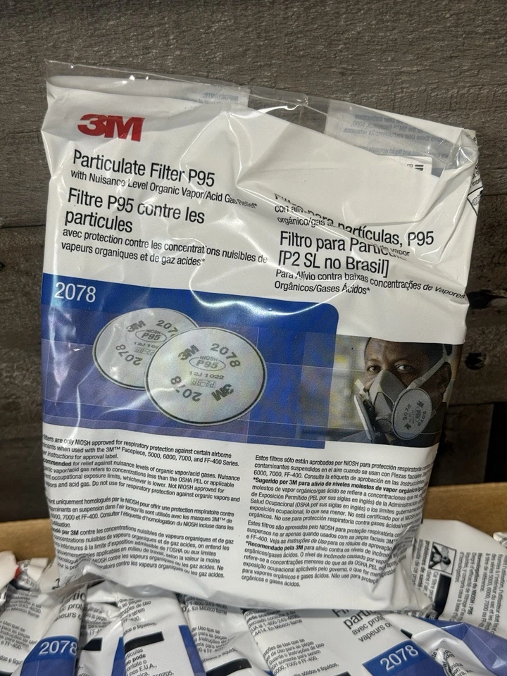Box of 50 3M 2078 P95 Particulate Filter Nuisance Level Organic Vapor/Acid Gas - Image 3 of 4