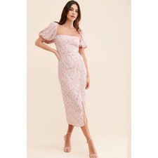 ASTR the Label Pink Ditsy Floral Midi Dress Garden Party Soft Romantic Size M