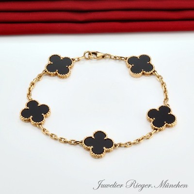 Van Cleef & Arpels Armband Vintage Alhambra Gelbgold 750 Onyx 2017 Gold