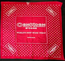 Vintage OshKosh B'Gosh Red Bandana USA Made Union Workwear World's Best Rare
